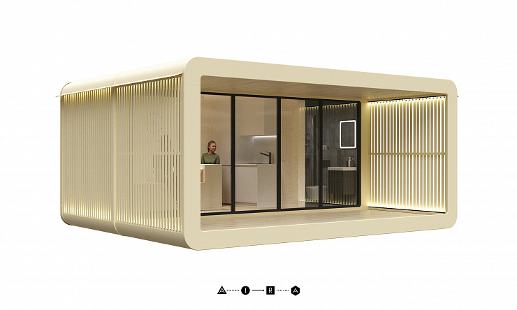 Модульный дом AIRA MODUL Мини рейка 13 м² с террасой