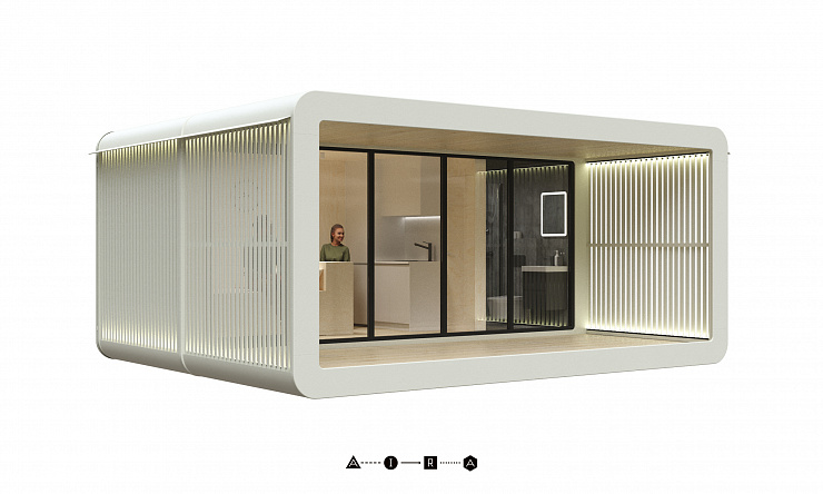 Модульный дом AIRA MODUL Мини рейка 13 м² с террасой