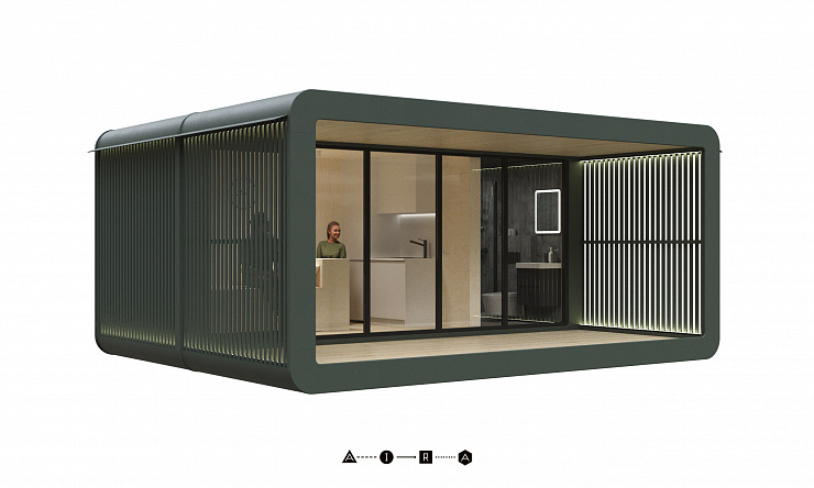 Модульный дом AIRA MODUL Мини рейка 13 м² с террасой